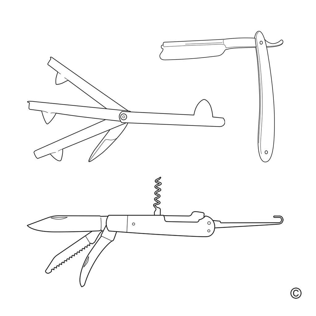 folding knife-shaped
