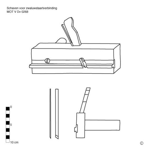 Schaaf voor zwaluwstaartverbindingen (v.)