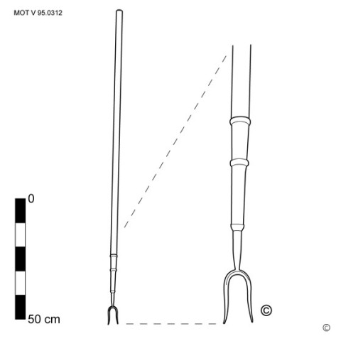 Wandelstok met vorkje (m.)